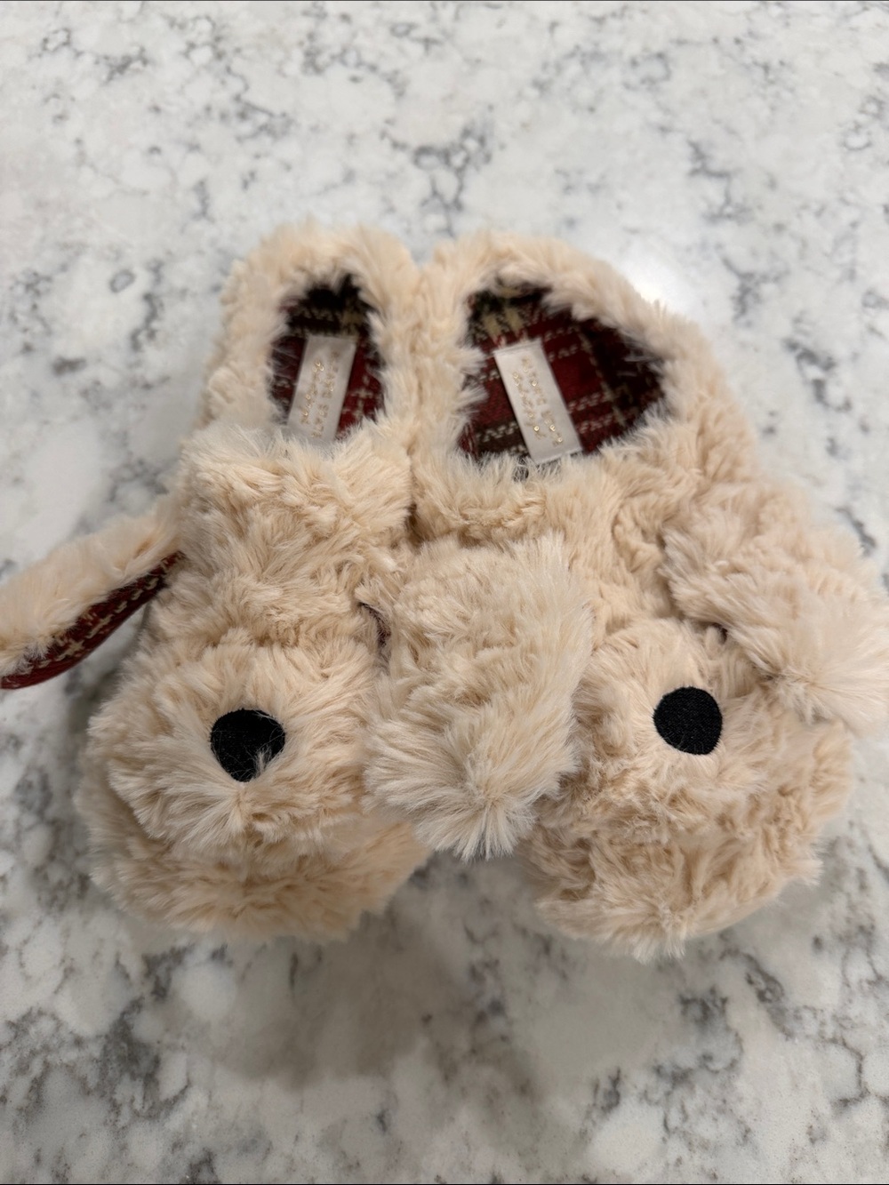 Altar'd State Plush Bunny Slippers - Beige